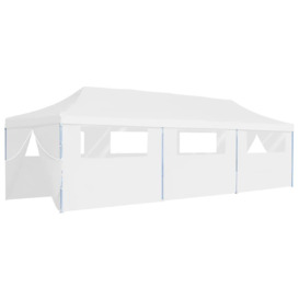 Folding Pop-up Party Tent with 8 Sidewalls 3x9 m White - thumbnail 2
