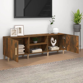 TV Cabinet Smoked Oak 150x30x50 cm Engineered Wood - thumbnail 3