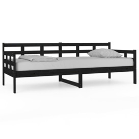 Day Bed Black Solid Wood Pine 80x200 cm - thumbnail 2
