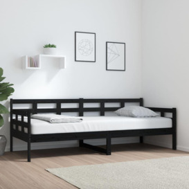 Day Bed Black Solid Wood Pine 80x200 cm