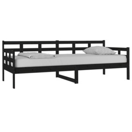 Day Bed Black Solid Wood Pine 80x200 cm - thumbnail 3