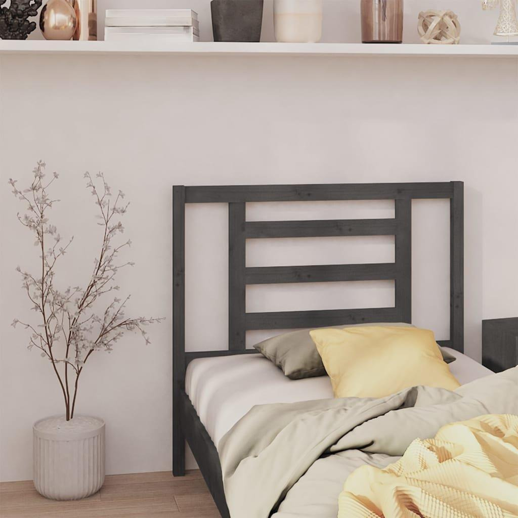 Bed Headboard Grey 96x4x100 cm Solid Wood Pine - image 1