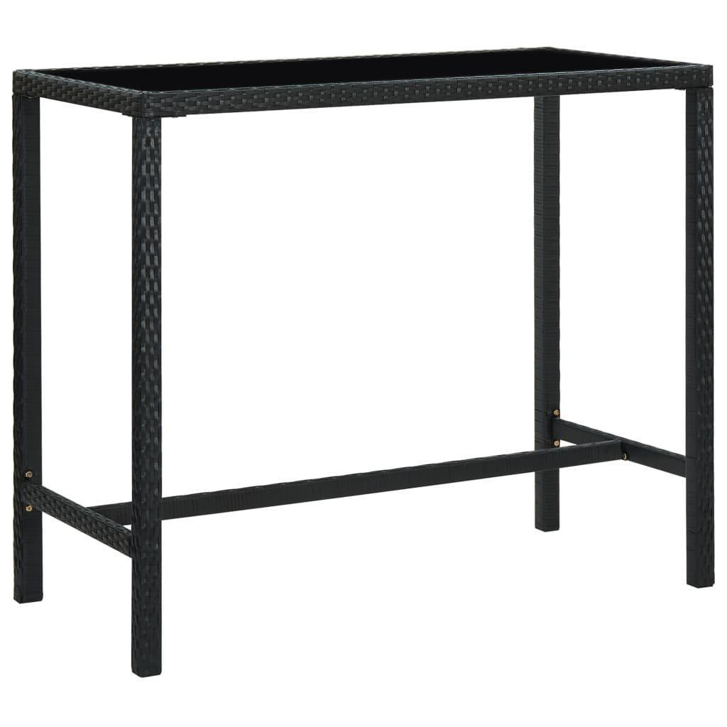 Garden Bar Table Black 130x60x110 cm Poly Rattan and Glass - image 1