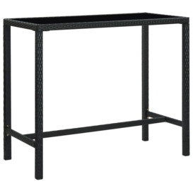 Garden Bar Table Black 130x60x110 cm Poly Rattan and Glass - thumbnail 1