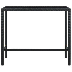Garden Bar Table Black 130x60x110 cm Poly Rattan and Glass - thumbnail 3