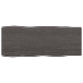 Table Top Dark Grey 100x40x2 cm Treated Solid Wood Oak Live Edge