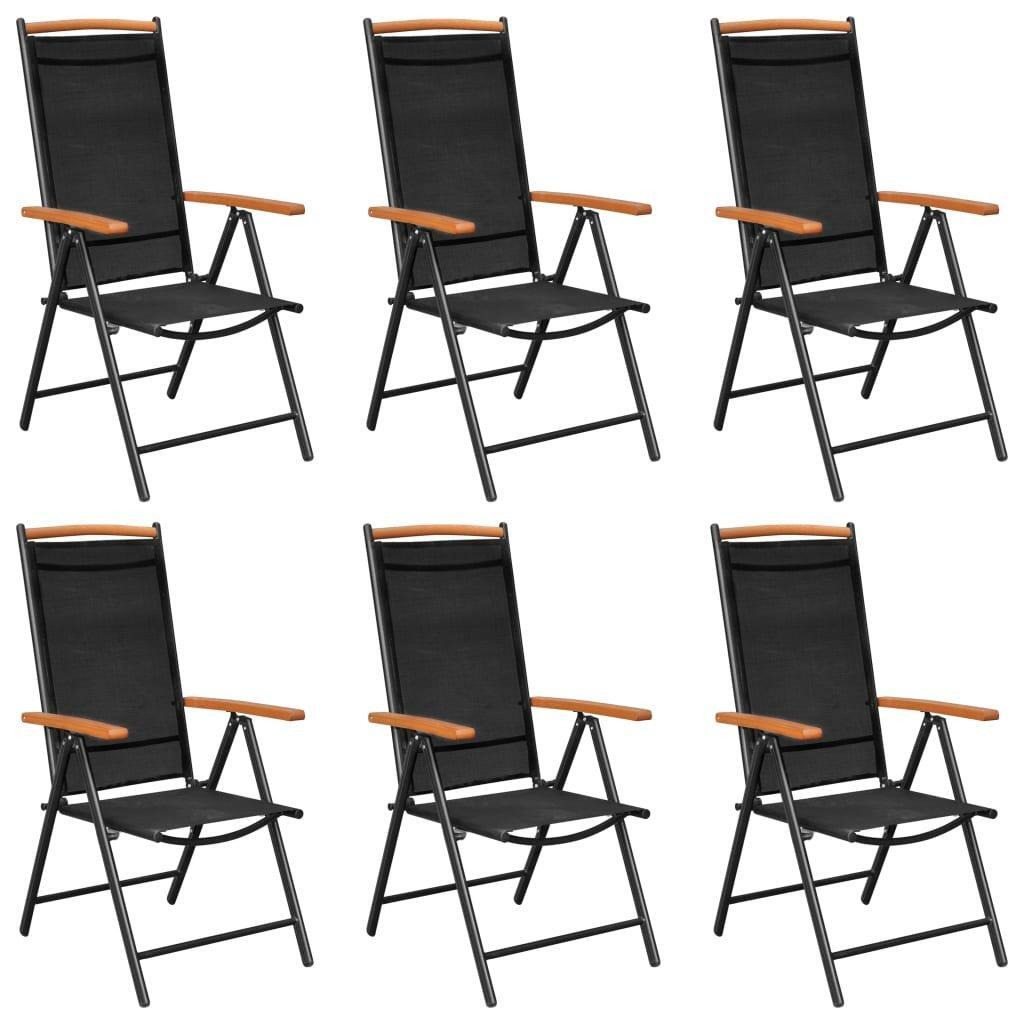 Folding Garden Chairs 6 pcs Textilene Black - image 1