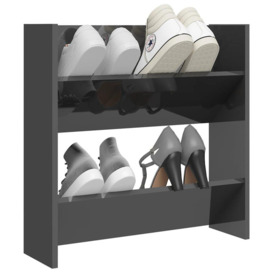 Wall Shoe Cabinet High Gloss Grey 60x18x60 cm Engineered Wood - thumbnail 3