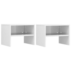 Bedside Cabinets 2 pcs High Gloss White 40x30x30 cm Engineered Wood - thumbnail 1