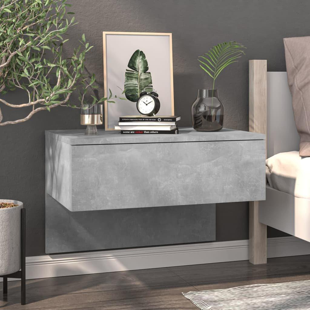 Wall-mounted Bedside Cabinet Concrete Grey - image 1