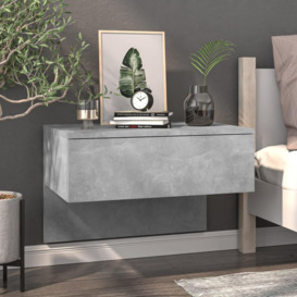 Wall-mounted Bedside Cabinet Concrete Grey - thumbnail 1