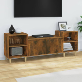TV Cabinet Smoked Oak 160x35x55 cm Engineered Wood - thumbnail 1