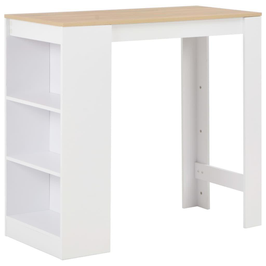 Bar Table with Shelf White 110x50x103 cm - image 1