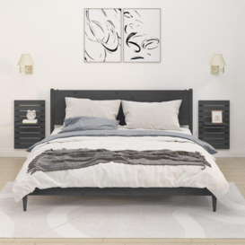 Wall-mounted Bedside Shelves 2 pcs Grey Solid Wood Pine - thumbnail 1