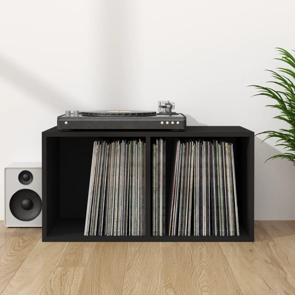 Vinyl Storage Box Black 71x34x36 cm Engineered Wood - image 1
