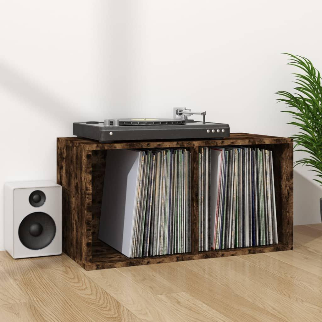 Vinyl Storage Box Smoked Oak 71x34x36 cm Engineered Wood - image 1