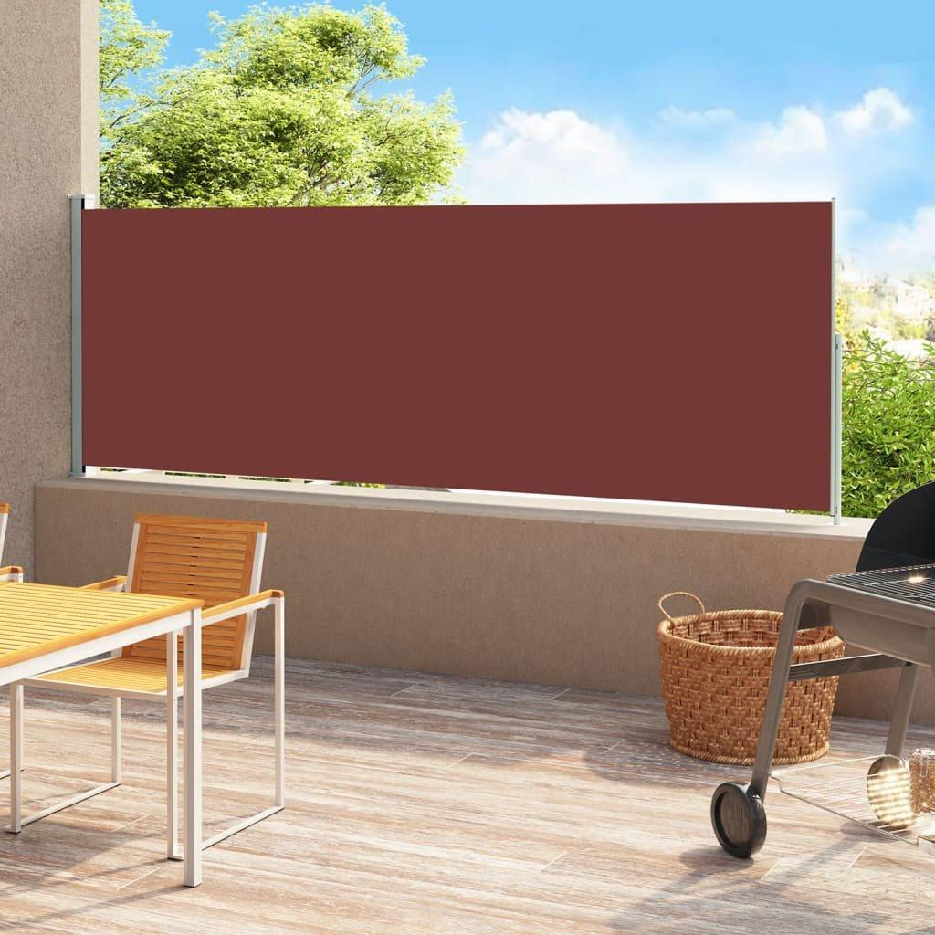 Patio Retractable Side Awning 180x500 cm Brown - image 1
