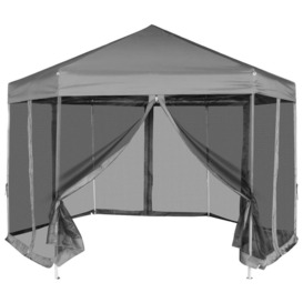 Hexagonal Pop-Up Marquee with 6 Sidewalls Grey 3.6x3.1 m - thumbnail 1