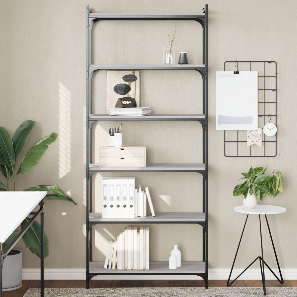 Bookcase 6-Tier Grey Sonoma 80x30x188 cm Engineered Wood - image 1