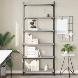 Bookcase 6-Tier Grey Sonoma 80x30x188 cm Engineered Wood - thumbnail 1