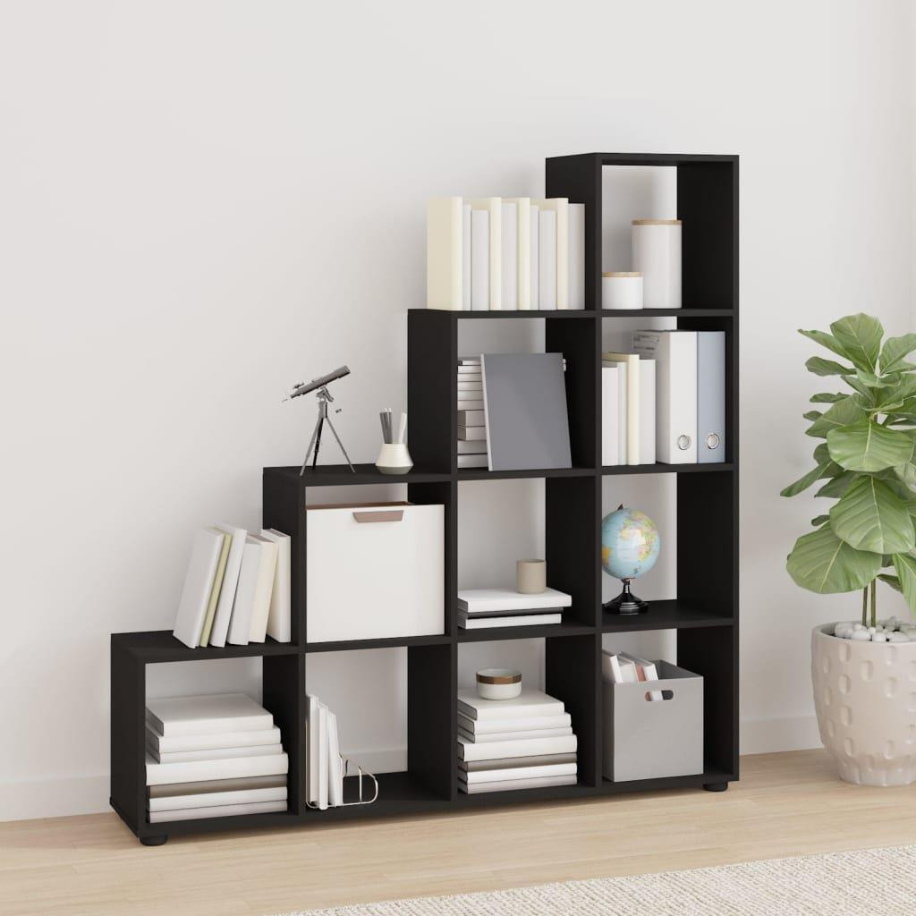 Staircase Bookcase Black 142 cm Engineered Wood - image 1