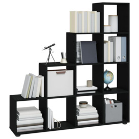 Staircase Bookcase Black 142 cm Engineered Wood - thumbnail 3