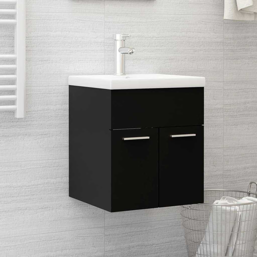 Sink Cabinet Black 41x38.5x46 cm Engineered Wood - image 1