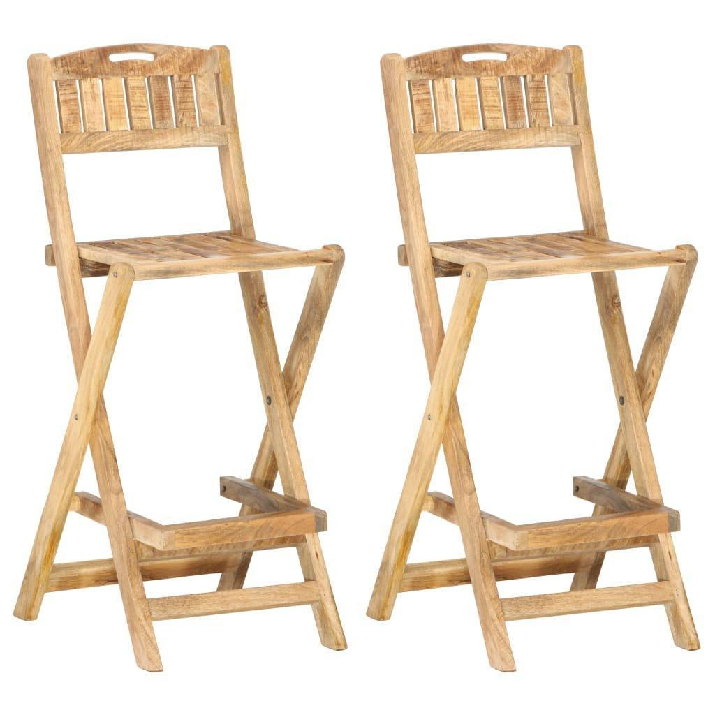 Folding Outdoor Bar Chairs 2 pcs Solid Mango Wood - image 1