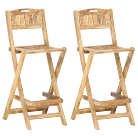 Folding Outdoor Bar Chairs 2 pcs Solid Mango Wood - thumbnail 1