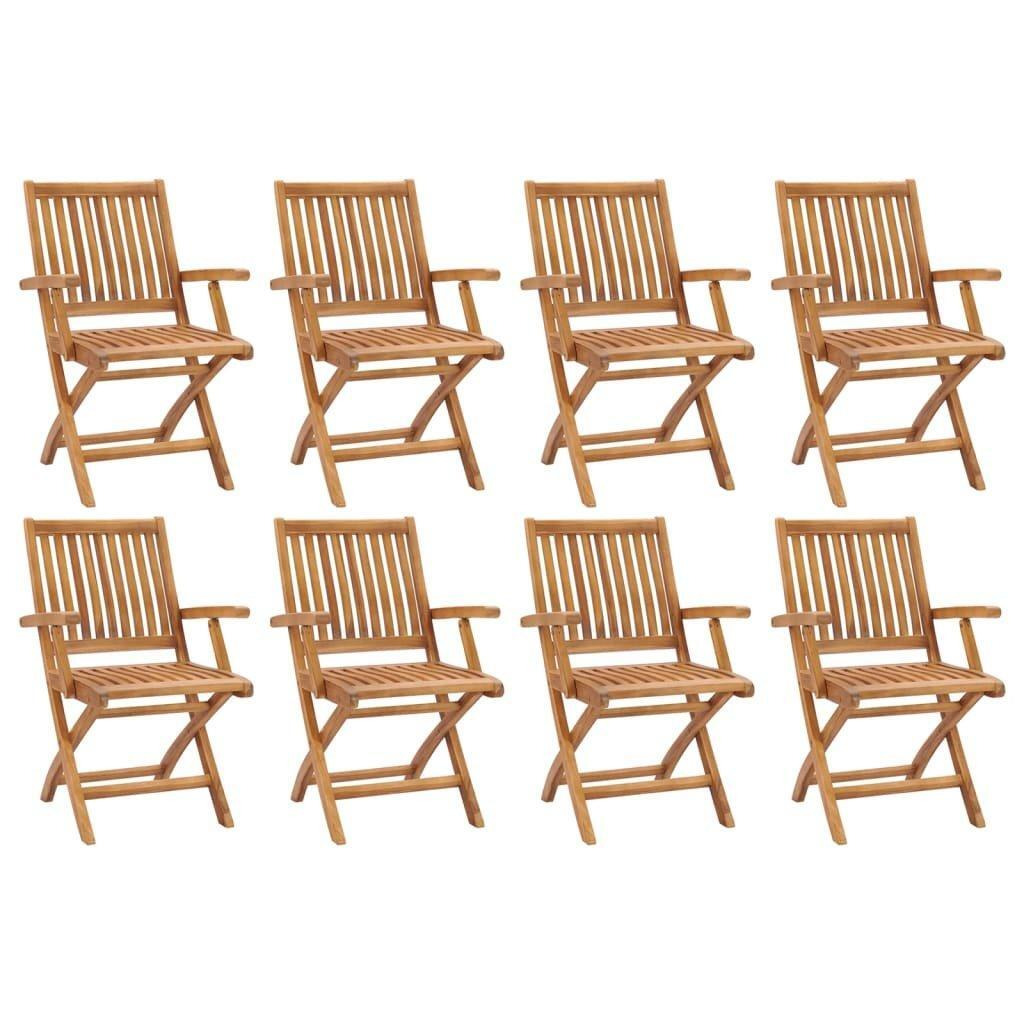 Folding Garden Chairs 8 pcs Solid Teak Wood - image 1