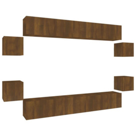 8 Piece TV Cabinet Set Brown Oak Engineered Wood - thumbnail 2