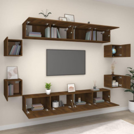 8 Piece TV Cabinet Set Brown Oak Engineered Wood - thumbnail 3