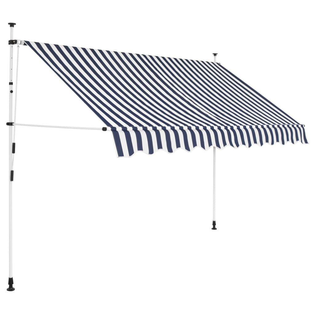 Manual Retractable Awning 300 cm Blue and White Stripes - image 1