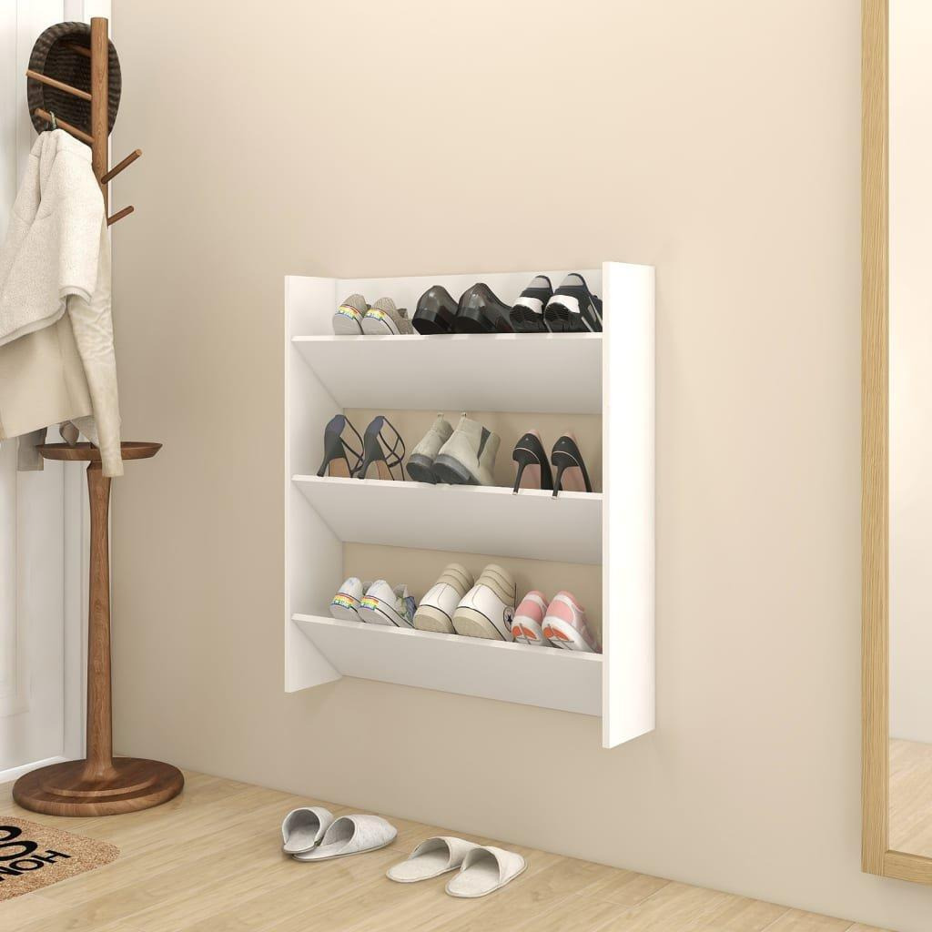 Wall Shoe Cabinet White 80x18x90 cm Engineered Wood - image 1