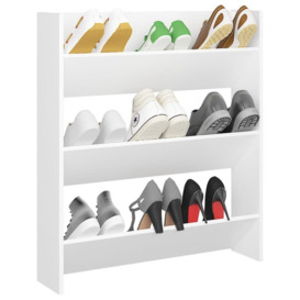 Wall Shoe Cabinet White 80x18x90 cm Engineered Wood - thumbnail 3
