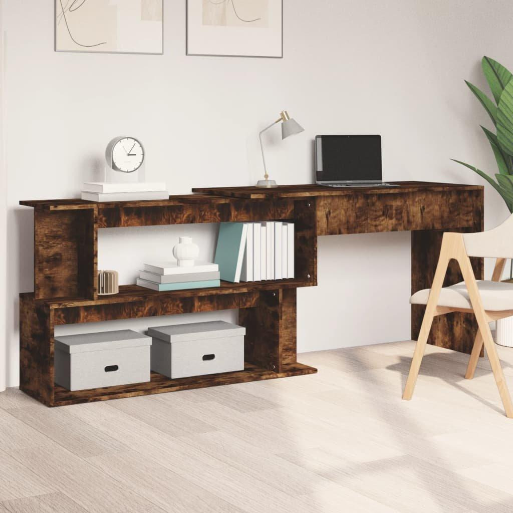Corner Desk Smoked Oak 200x50x76 cm Engineered Wood - image 1