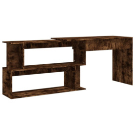 Corner Desk Smoked Oak 200x50x76 cm Engineered Wood - thumbnail 2
