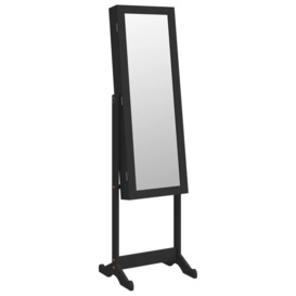 Mirror Jewellery Cabinet with LED Lights Free Standing Black - thumbnail 2