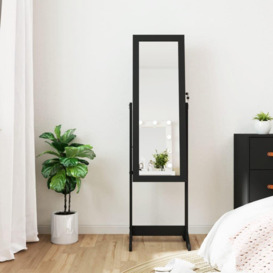 Mirror Jewellery Cabinet with LED Lights Free Standing Black - thumbnail 1