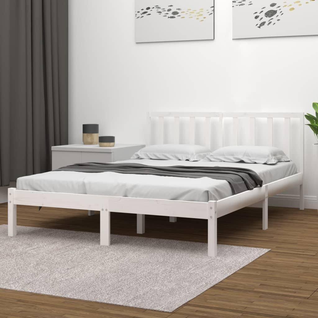 Bed Frame White Solid Wood Pine 140x190 cm - image 1