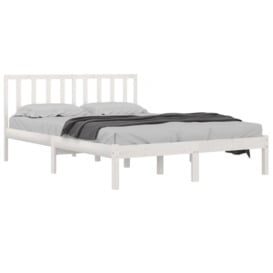 Bed Frame White Solid Wood Pine 140x190 cm - thumbnail 3