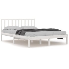 Bed Frame White Solid Wood Pine 140x190 cm - thumbnail 2