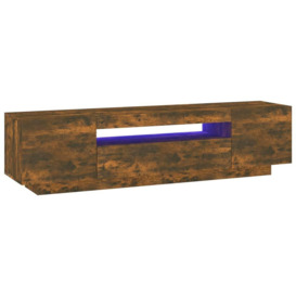 TV Cabinet with LED Lights Smoked Oak 160x35x40 cm - thumbnail 2