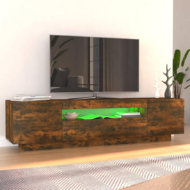 TV Cabinet with LED Lights Smoked Oak 160x35x40 cm - thumbnail 3