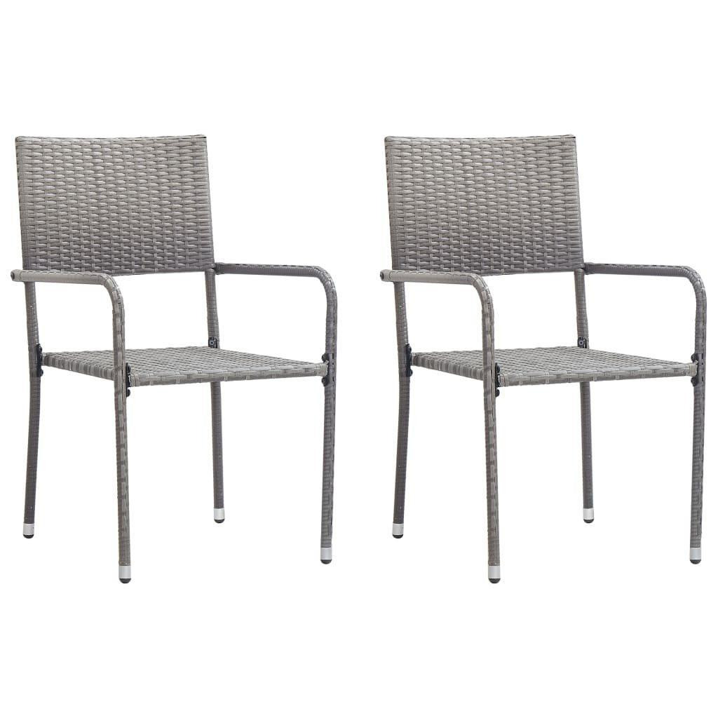 Outdoor Dining Chairs 2 pcs Poly Rattan Grey - image 1