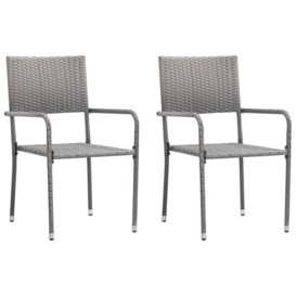 Outdoor Dining Chairs 2 pcs Poly Rattan Grey - thumbnail 1