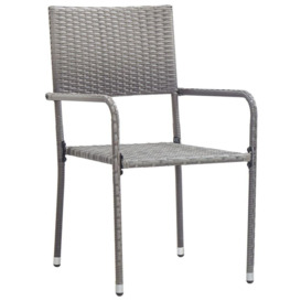 Outdoor Dining Chairs 2 pcs Poly Rattan Grey - thumbnail 3