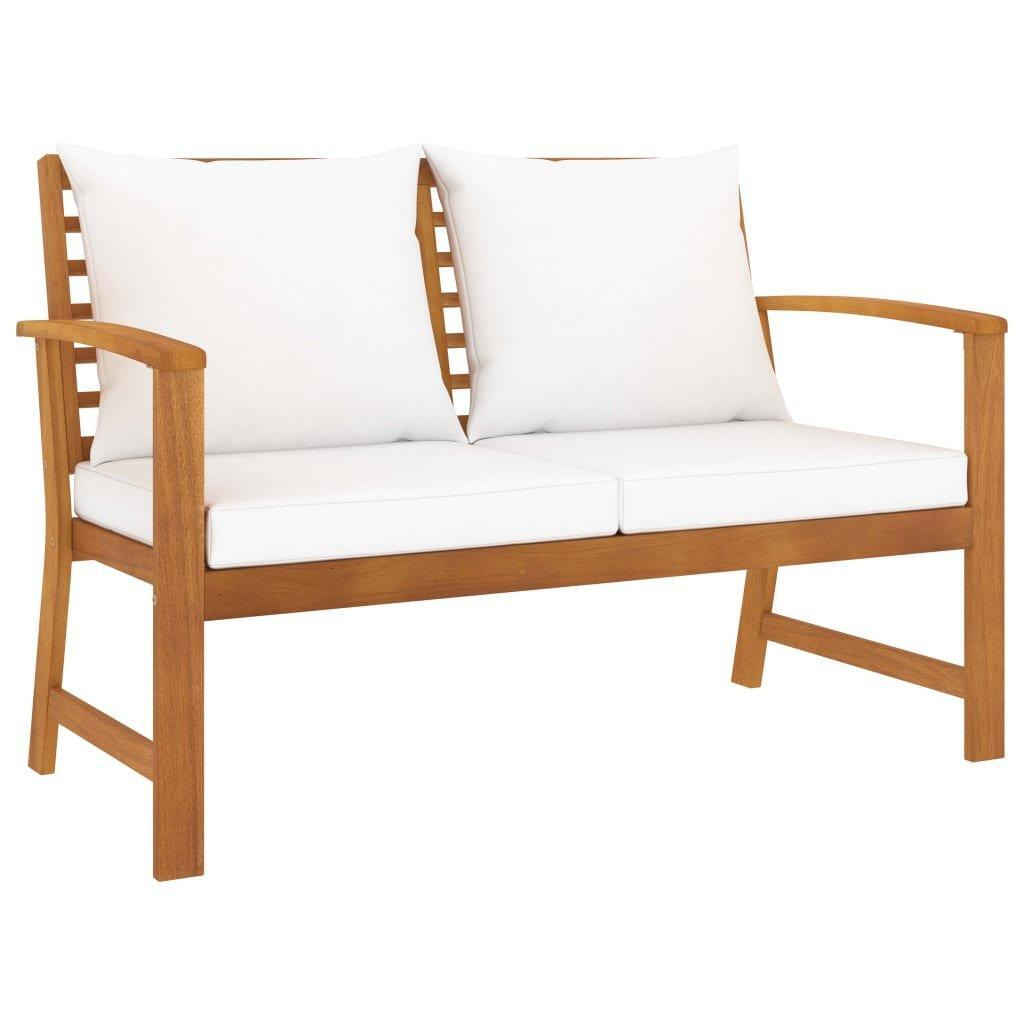 Garden Bench 120 cm with Cream Cushion Solid Wood Acacia - image 1