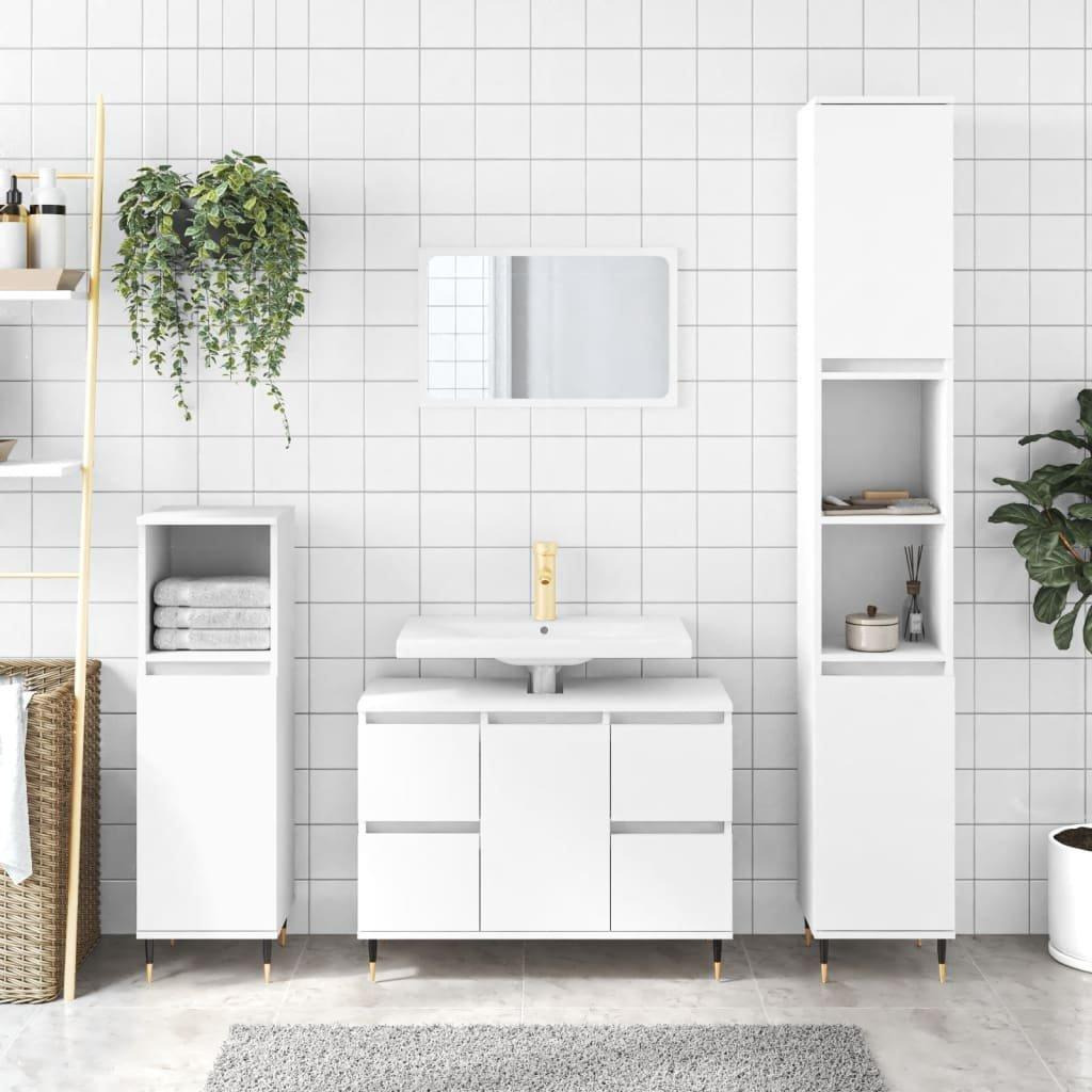 Bathroom Cabinet White 80x33x60 cm Engineered Wood - image 1