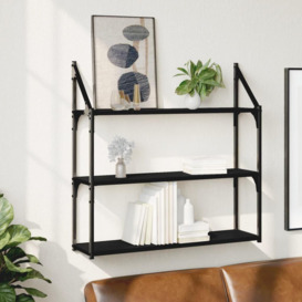 3-Tier Wall Shelf Black 80x21x78.5 cm Engineered Wood